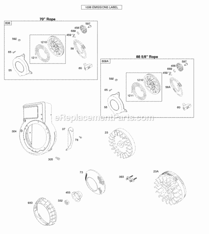 Page AÕ Diagram and Parts List for 093332-1040-B1  Briggs and Stratton Engine